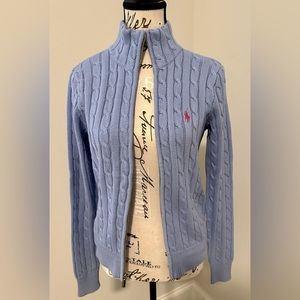 Like New Ralph Lauren Sport Cable knit full zip sweater.  Fits like a small.